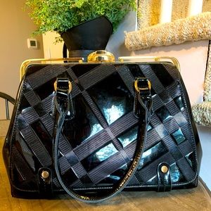 Black Patent Satchel Purse